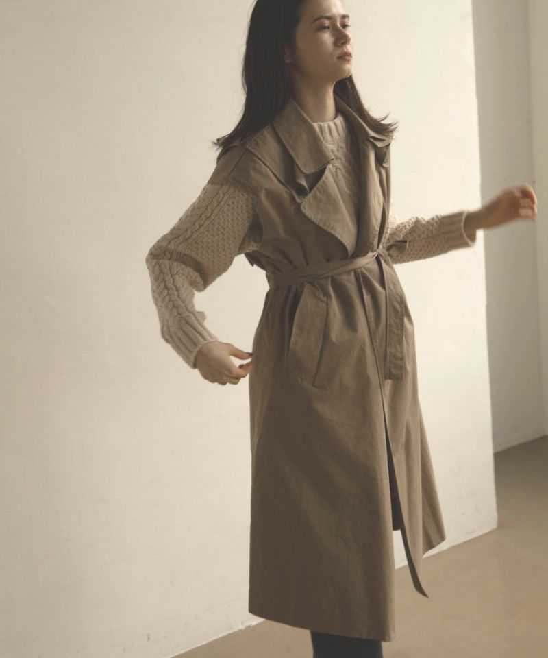 marjour／マージュール  リネン ドレス トレンチ コート 羽織 Lサイズ